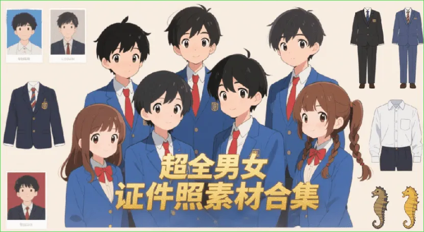 700套职业证件照PSD模板！含海马体同款男女装+眉毛笔刷