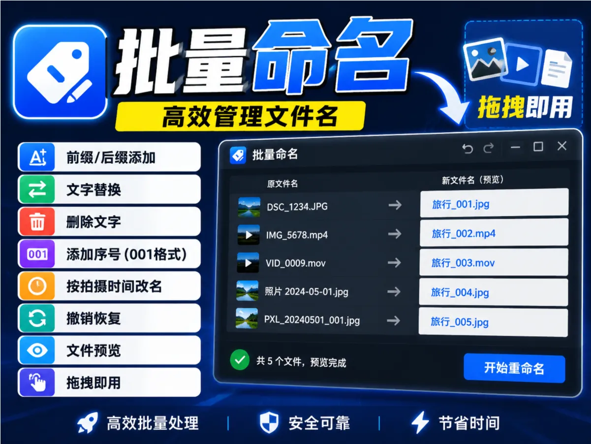 文件命名一团糟？试试10秒批量改名神器，支持拍摄时间修改！-阿幸软件杂货间