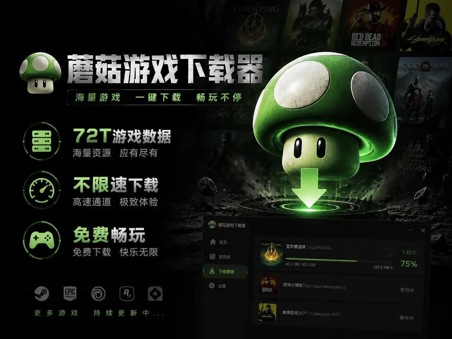 72TB！2329款游戏！这款免费无广告的蘑菇下载器，把Steam搬到了硬盘里！-阿幸软件杂货间