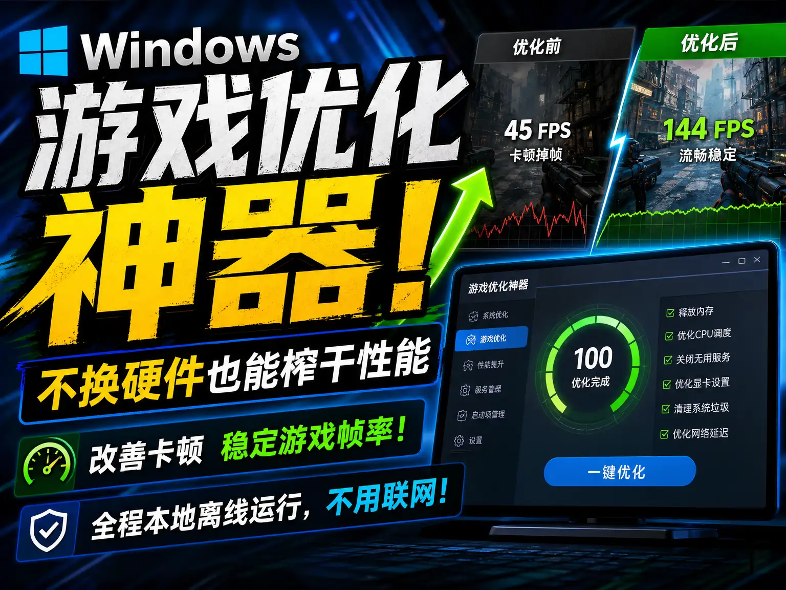 Windows游戏优化神器！不换硬件也能榨干性能，改善卡顿稳定游戏帧率！全程本地离线运行，不用联网！-阿幸软件杂货间