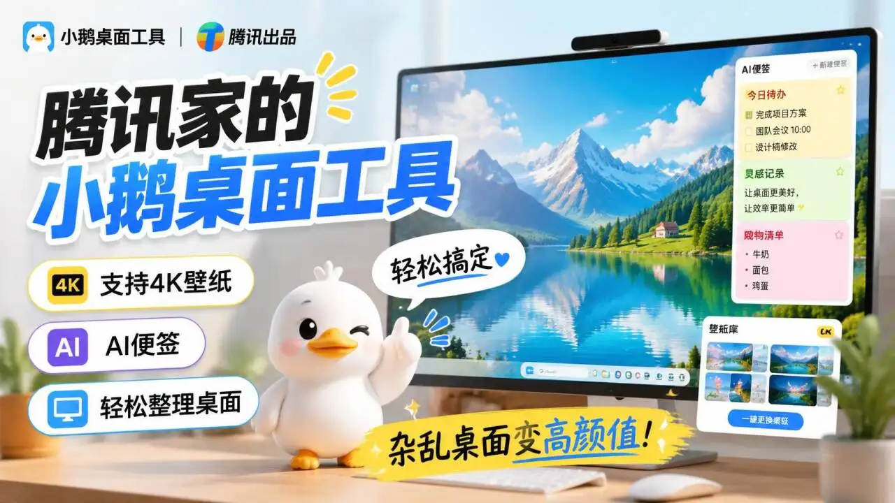 腾讯家的桌面工具，支持4K壁纸+AI便签，轻松搞定杂乱桌面变高颜值！-阿幸软件杂货间