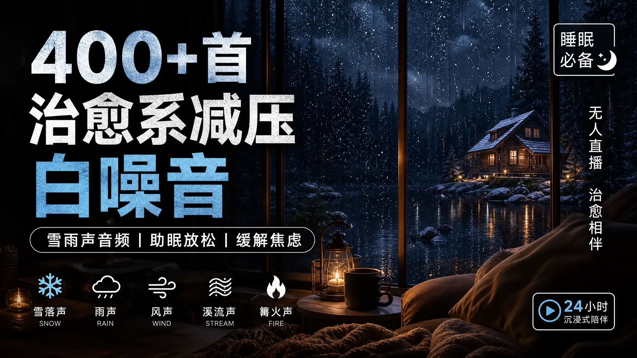 400+首治愈系减压白噪音，雪雨声音频睡眠无人直播治愈视频！-阿幸软件杂货间