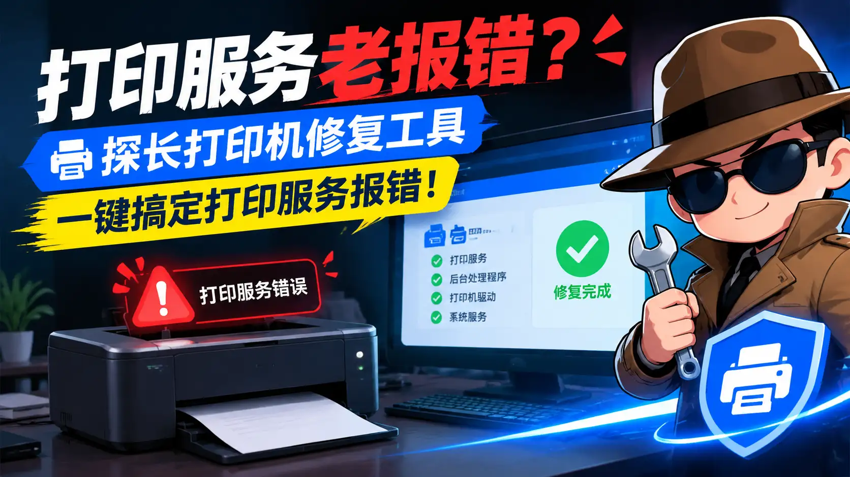 打印服务老报错？探长打印机修复工具，一键搞定打印服务报错！-阿幸软件杂货间