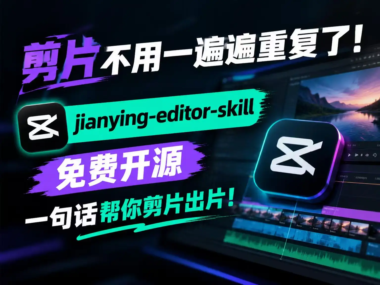 剪片不用一遍遍重复了！jianying-editor-skill免费开源，一句话帮你剪片出片！-阿幸软件杂货间