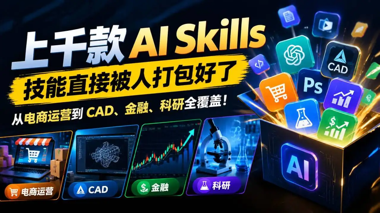 上千款 AI Skills 技能直接被人打包好了，从电商运营到 CAD、金融、科研全覆盖-阿幸软件杂货间