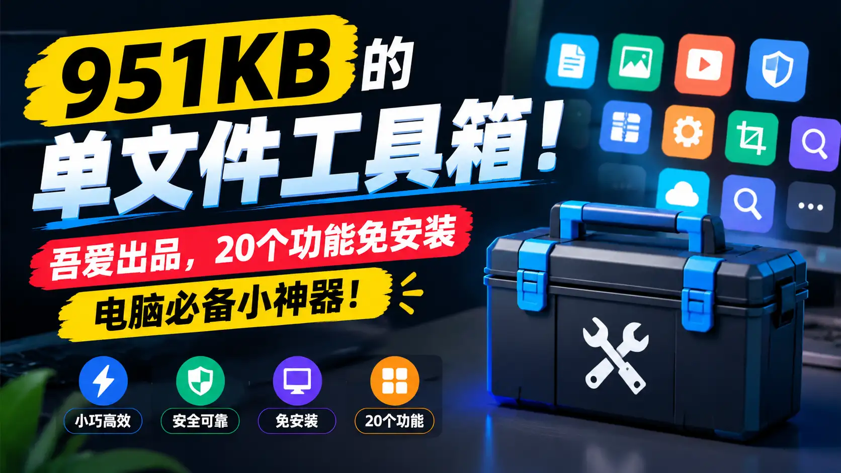 951KB的单文件工具箱！吾爱出品，20个功能免安装，电脑必备小神器！-阿幸软件杂货间
