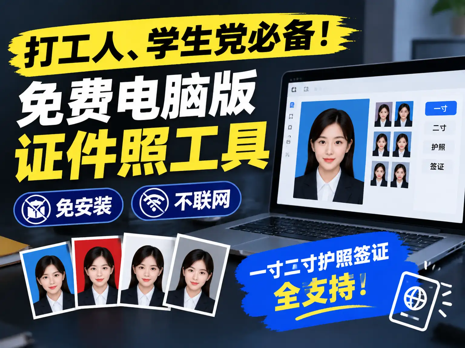 打工人、学生党必备！免费电脑版证件照工具，免安装不联网，一寸二寸护照签证全支持！-阿幸软件杂货间